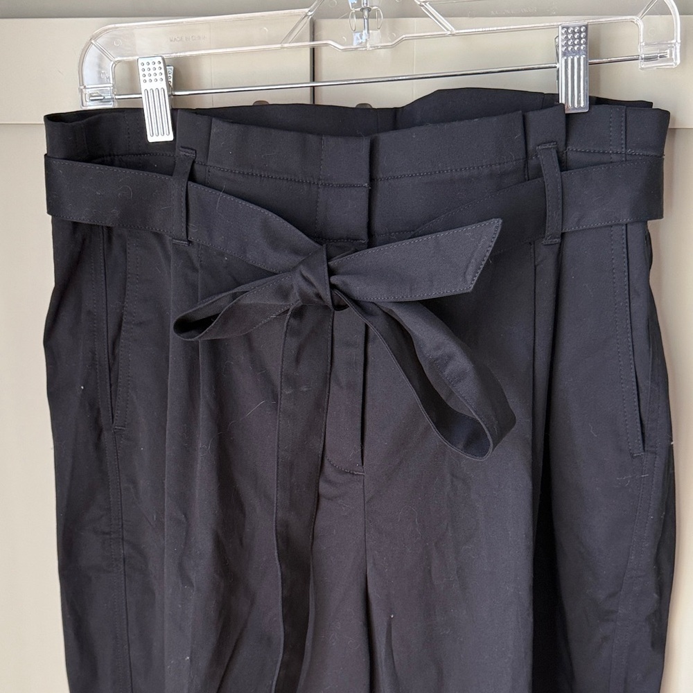NWT J. Crew NWT Cotton Black  Pants Self-Tie Belt Sewn-In Pleats at Waist SZ 14 - Picture 3 of 15